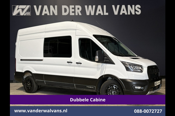 Ford Transit 2.0 TDCI 131pk L3H3 Dubbele Cabine Euro6 Inrichting Airco | 6-Zits | Camera | Apple Carplay | Xenon Navigatie, Leder, Android Auto, Cruisecontrol, LED, LM Velgen, Stoelverwarming, Verwarmde Voorruit, Parkeersensoren, Bijrijdersbank