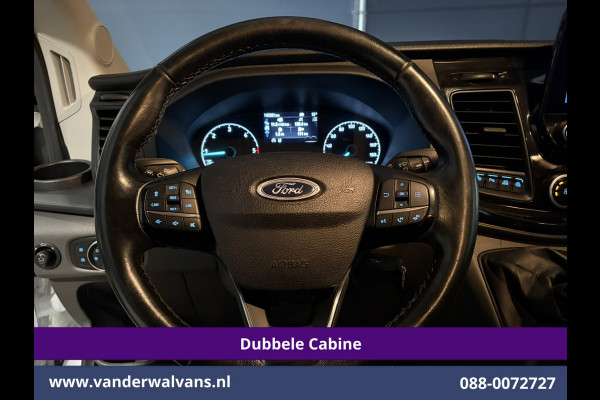 Ford Transit 2.0 TDCI 131pk L3H3 Dubbele Cabine Euro6 Inrichting Airco | 6-Zits | Camera | Apple Carplay | Xenon Navigatie, Leder, Android Auto, Cruisecontrol, LED, LM Velgen, Stoelverwarming, Verwarmde Voorruit, Parkeersensoren, Bijrijdersbank