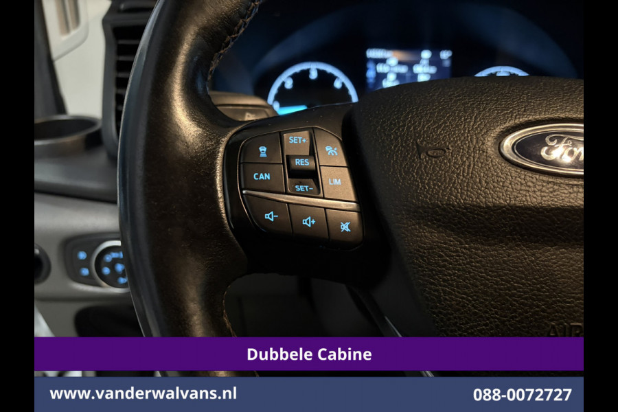 Ford Transit 2.0 TDCI 131pk L3H3 Dubbele Cabine Euro6 Inrichting Airco | 6-Zits | Camera | Apple Carplay | Xenon Navigatie, Leder, Android Auto, Cruisecontrol, LED, LM Velgen, Stoelverwarming, Verwarmde Voorruit, Parkeersensoren, Bijrijdersbank
