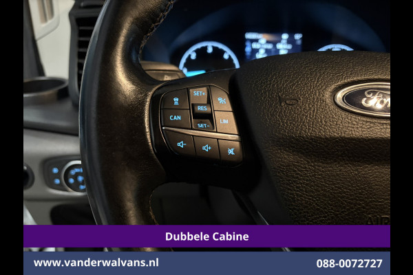 Ford Transit 2.0 TDCI 131pk L3H3 Dubbele Cabine Euro6 Inrichting Airco | 6-Zits | Camera | Apple Carplay | Xenon Navigatie, Leder, Android Auto, Cruisecontrol, LED, LM Velgen, Stoelverwarming, Verwarmde Voorruit, Parkeersensoren, Bijrijdersbank