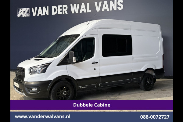 Ford Transit 2.0 TDCI 131pk L3H3 Dubbele Cabine Euro6 Inrichting Airco | 6-Zits | Camera | Apple Carplay | Xenon Navigatie, Leder, Android Auto, Cruisecontrol, LED, LM Velgen, Stoelverwarming, Verwarmde Voorruit, Parkeersensoren, Bijrijdersbank
