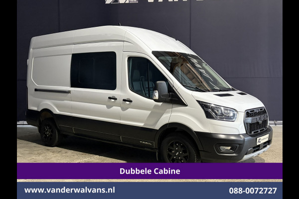 Ford Transit 2.0 TDCI 131pk L3H3 Dubbele Cabine Euro6 Inrichting Airco | 6-Zits | Camera | Apple Carplay | Xenon Navigatie, Leder, Android Auto, Cruisecontrol, LED, LM Velgen, Stoelverwarming, Verwarmde Voorruit, Parkeersensoren, Bijrijdersbank