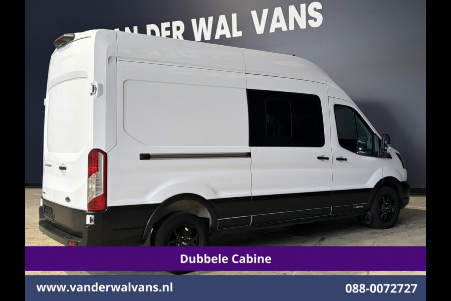 Ford Transit 2.0 TDCI 131pk L3H3 Dubbele Cabine Euro6 Inrichting Airco | 6-Zits | Camera | Apple Carplay | Xenon Navigatie, Leder, Android Auto, Cruisecontrol, LED, LM Velgen, Stoelverwarming, Verwarmde Voorruit, Parkeersensoren, Bijrijdersbank