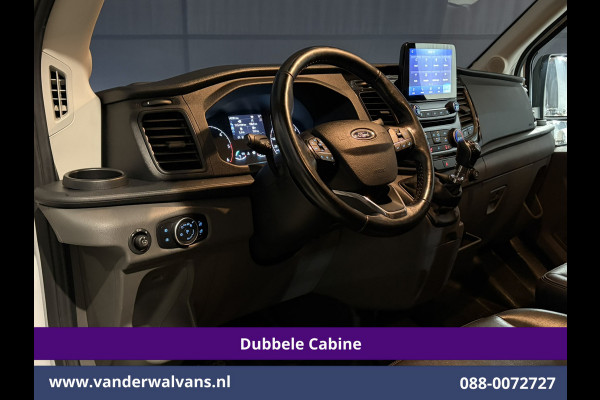 Ford Transit 2.0 TDCI 131pk L3H3 Dubbele Cabine Euro6 Inrichting Airco | 6-Zits | Camera | Apple Carplay | Xenon Navigatie, Leder, Android Auto, Cruisecontrol, LED, LM Velgen, Stoelverwarming, Verwarmde Voorruit, Parkeersensoren, Bijrijdersbank