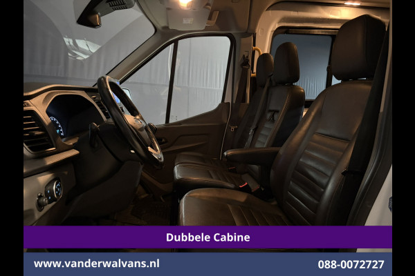 Ford Transit 2.0 TDCI 131pk L3H3 Dubbele Cabine Euro6 Inrichting Airco | 6-Zits | Camera | Apple Carplay | Xenon Navigatie, Leder, Android Auto, Cruisecontrol, LED, LM Velgen, Stoelverwarming, Verwarmde Voorruit, Parkeersensoren, Bijrijdersbank