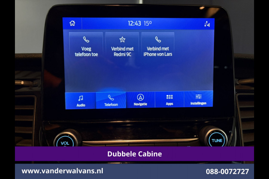 Ford Transit 2.0 TDCI 131pk L3H3 Dubbele Cabine Euro6 Inrichting Airco | 6-Zits | Camera | Apple Carplay | Xenon Navigatie, Leder, Android Auto, Cruisecontrol, LED, LM Velgen, Stoelverwarming, Verwarmde Voorruit, Parkeersensoren, Bijrijdersbank