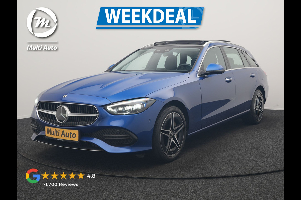 Mercedes-Benz C-Klasse Estate 300 e Avantgarde PHEV Long Range 313pk Dealer O.H | Trekhaak Af Fabriek | Panodak | Adaptive Cruise | Head Up | 360 Camera | Digital LED | Lederen Sportstoelen Verwarmd | Keyless | Sfeerverlichting | Apple Carplay | Virtual | Navigatie | DAB | Plug In Hybrid |