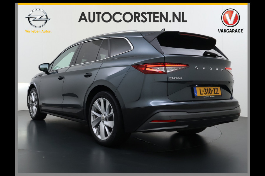 Škoda ENYAQ iV 80 204PK Pano-Dak Adap.Cruise Warmtepomp 3-Zone 20" SOH 90% Ecc Stuur+Stoelverwarming Camera Assistentie Pakket Plus Comfort Plu Apple Carplay Android Auto Draadloze telefoonlader Elek.Achterklep Privacy Glas Dealeronderhouden 1e Eigenaar