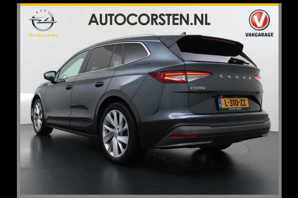 Škoda ENYAQ iV 80 204PK Pano-Dak Adap.Cruise Warmtepomp 3-Zone 20" SOH 90% Ecc Stuur+Stoelverwarming Camera Assistentie Pakket Plus Comfort Plu Apple Carplay Android Auto Draadloze telefoonlader Elek.Achterklep Privacy Glas Dealeronderhouden 1e Eigenaar