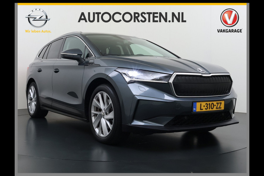 Škoda ENYAQ iV 80 204PK Pano-Dak Adap.Cruise Warmtepomp 3-Zone 20" SOH 90% Ecc Stuur+Stoelverwarming Camera Assistentie Pakket Plus Comfort Plu Apple Carplay Android Auto Draadloze telefoonlader Elek.Achterklep Privacy Glas Dealeronderhouden 1e Eigenaar