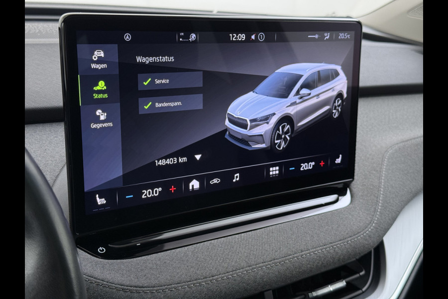 Škoda ENYAQ iV 80 204PK Pano-Dak Adap.Cruise Warmtepomp 3-Zone 20" SOH 90% Ecc Stuur+Stoelverwarming Camera Assistentie Pakket Plus Comfort Plu Apple Carplay Android Auto Draadloze telefoonlader Elek.Achterklep Privacy Glas Dealeronderhouden 1e Eigenaar