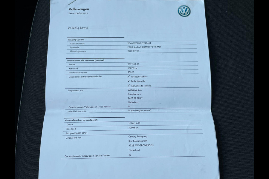 Volkswagen Polo 1.6 TDI Comfortline / Airco / Adaptief Cruise / Navi / Carplayl Dstr vv 175dkm l