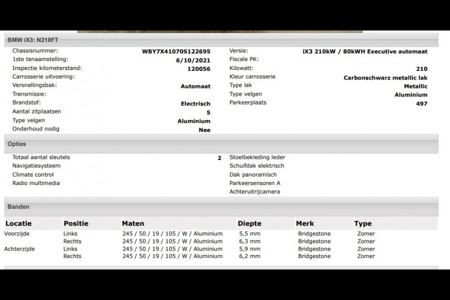 BMW iX3 Executive 80 kWh SOH 99,6% / Panoramadak / Leder / Stoelverwarming / Pdc.+Camera / Navigatie / Apk 10-2027