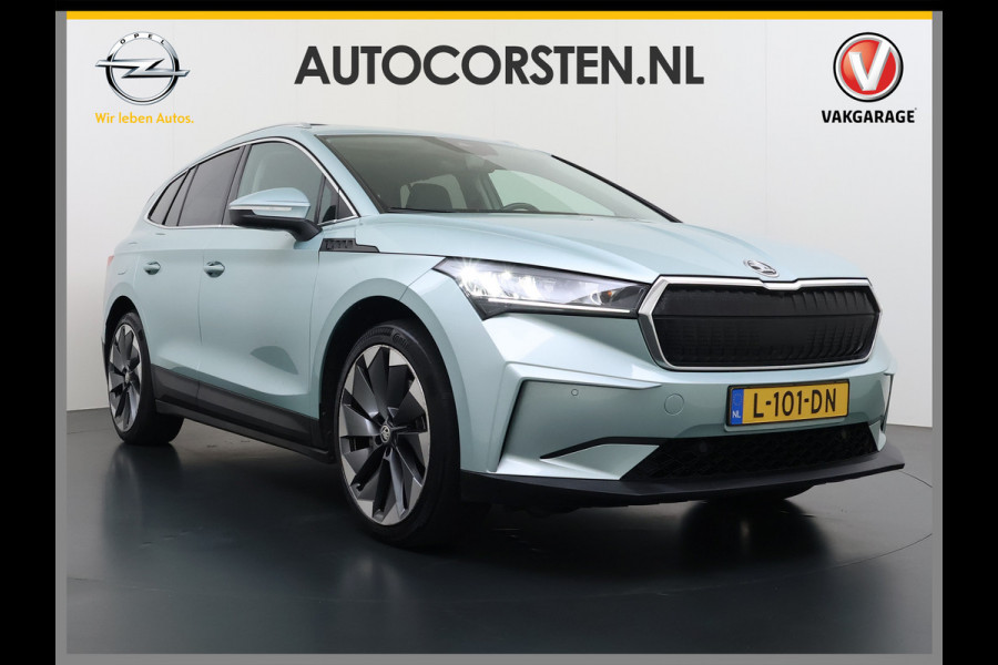 Škoda ENYAQ iV 80 204PK SOH 90% Leder Panoramadak 21" Lmv Stuurverwarming Camera Keyless entry Apple Carplay Android Auto Ecc Pdc P-Assist Cruise Control Draadloze telefoonlader Privacy Glas 1e Eigenaar Dealeronderhouden Origineel Nederlandse Auto