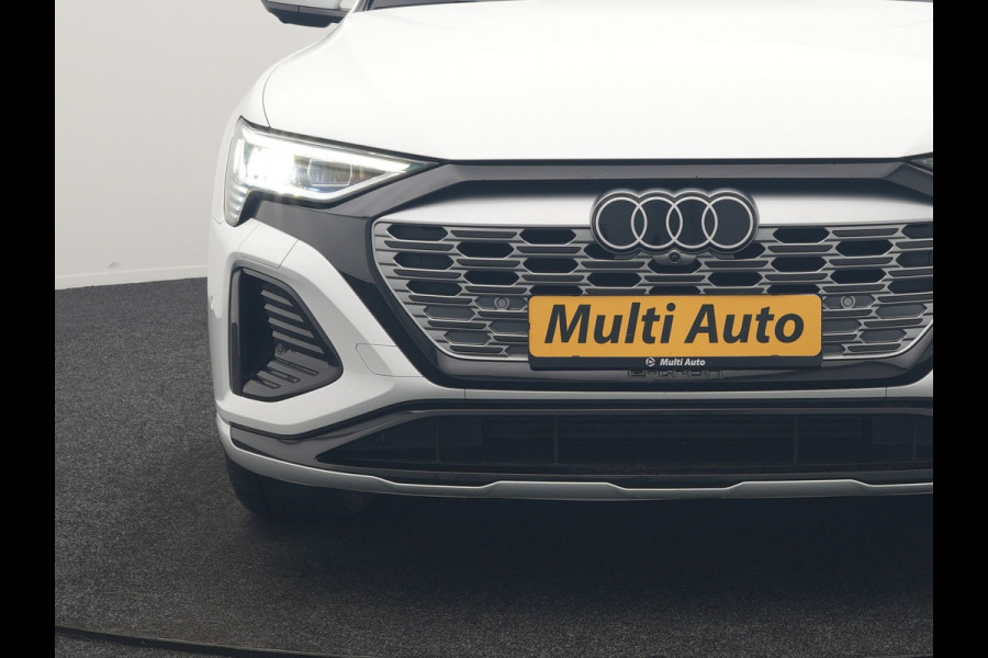 Audi Q8 e-tron 55 quattro S Line 114 kWh Dealer O.H | SOH 91,1% | | Trekhaak Afn. | Luchtvering | 360 Camera | Head Up | Adaptive Cruise | Matrix LED | Alcantara Sportstoelen Verwarmd | Apple Carplay | Keyless | Blis | Navigatie | Virtual | DAB | 20"L.M |