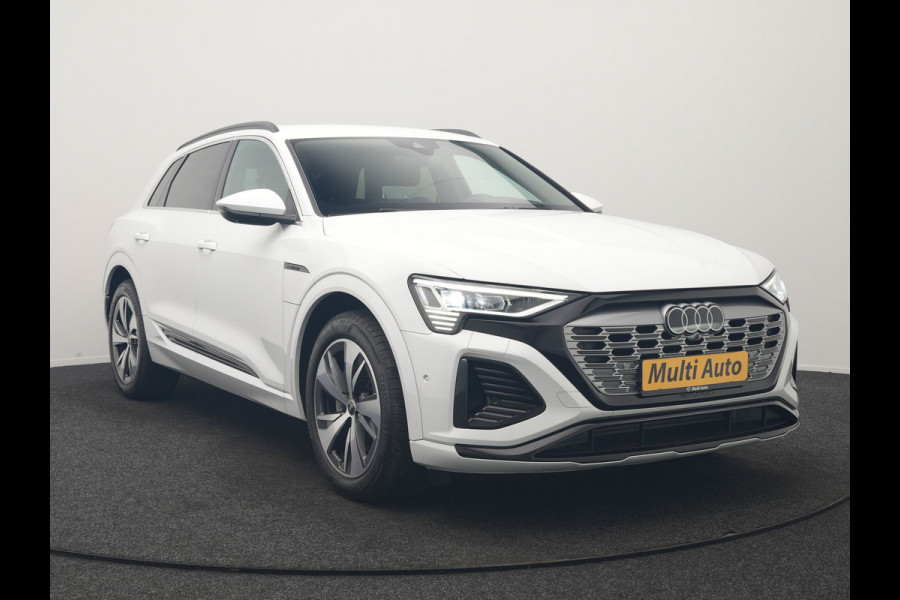 Audi Q8 e-tron 55 quattro S Line 114 kWh Dealer O.H | SOH 91,1% | | Trekhaak Afn. | Luchtvering | 360 Camera | Head Up | Adaptive Cruise | Matrix LED | Alcantara Sportstoelen Verwarmd | Apple Carplay | Keyless | Blis | Navigatie | Virtual | DAB | 20"L.M |