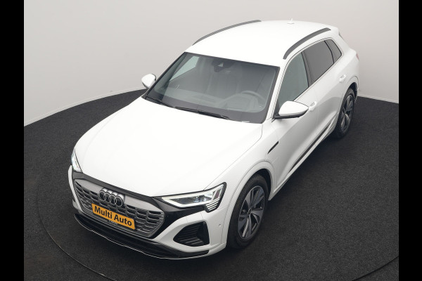 Audi Q8 e-tron 55 quattro S Line 114 kWh Dealer O.H | SOH 91,1% | | Trekhaak Afn. | Luchtvering | 360 Camera | Head Up | Adaptive Cruise | Matrix LED | Alcantara Sportstoelen Verwarmd | Apple Carplay | Keyless | Blis | Navigatie | Virtual | DAB | 20"L.M |