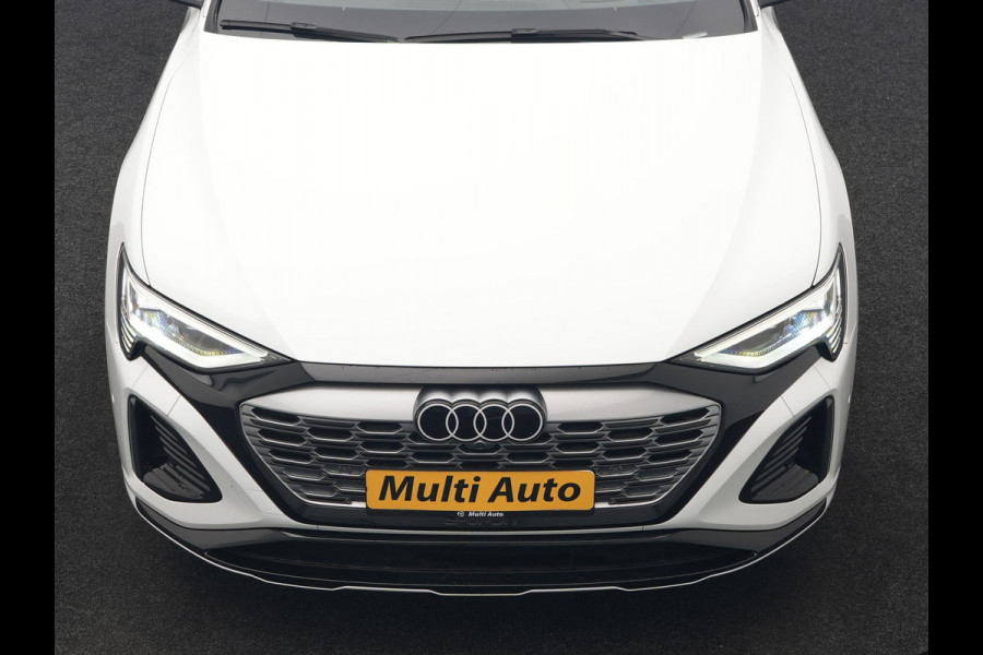 Audi Q8 e-tron 55 quattro S Line 114 kWh Dealer O.H | SOH 91,1% | | Trekhaak Afn. | Luchtvering | 360 Camera | Head Up | Adaptive Cruise | Matrix LED | Alcantara Sportstoelen Verwarmd | Apple Carplay | Keyless | Blis | Navigatie | Virtual | DAB | 20"L.M |
