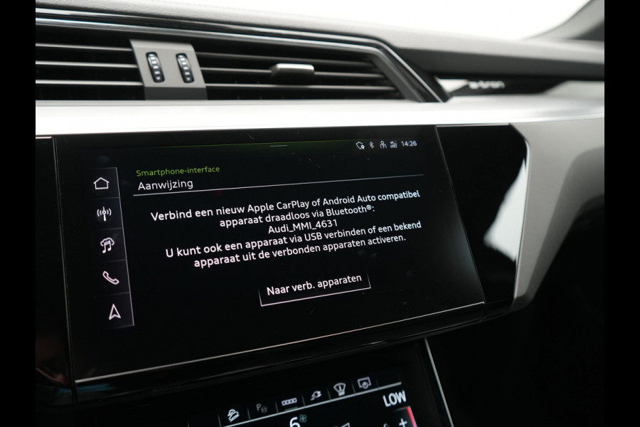 Audi Q8 e-tron 55 quattro S Line 114 kWh Dealer O.H | SOH 91,1% | | Trekhaak Afn. | Luchtvering | 360 Camera | Head Up | Adaptive Cruise | Matrix LED | Alcantara Sportstoelen Verwarmd | Apple Carplay | Keyless | Blis | Navigatie | Virtual | DAB | 20"L.M |