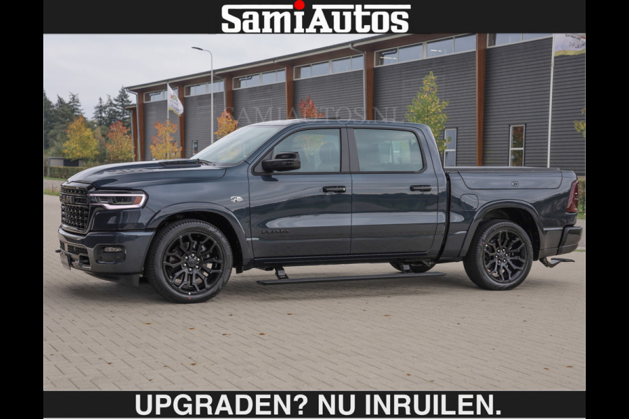 Dodge Ram LIMITED 5.7 V8 HEMI | € 79.950 excl excl | MAXIMAAL UITGERUST | NIEUWE KLEUR Forged Blue Metallic met Ebony Red interior seats | DUBBELE CABINE | 5 PERSOONS | DC | Allernieuwste Limited in nieuwe kleur Forged Blue  – volledig uitgerust met alle opties.