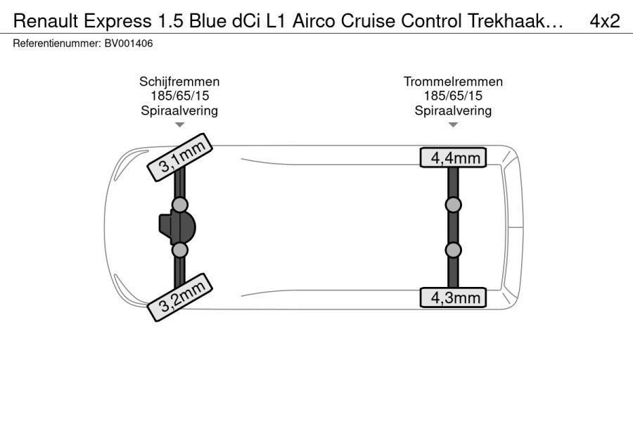 Renault Express 1.5 Blue dCi L1 Airco Cruise Control Trekhaak Parkeersensoren Achter Sidebars Euro 6