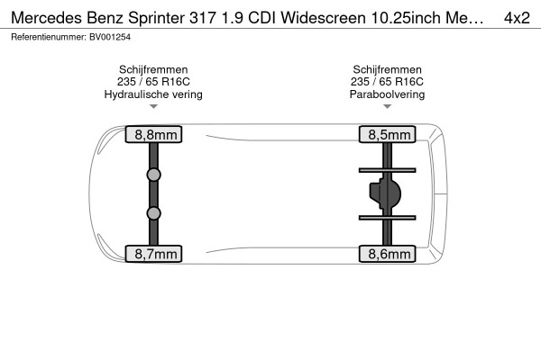 Mercedes-Benz Sprinter 317 1.9 CDI Widescreen 10.25inch Mercedes ME LED Climate Control Cruise Control Camera Carplay Navigatie Lederen stoelen Lucht g