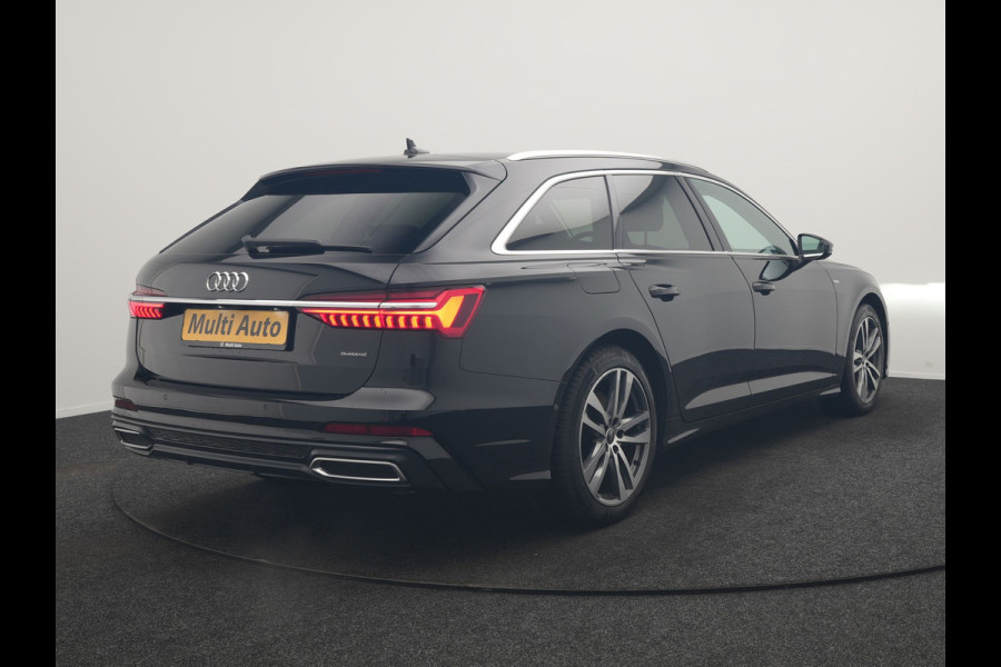 Audi A6 Avant 50 TFSI e Quattro S Line PHEV 300pk Dealer O.H | SOH 95,2% | Trekhaak Af Fabriek | Adaptive Cruise | Camera | Matrix LED | Lederen Sportstoelen Verwarmd | Sfeerverlichting | Apple Carplay | DAB | Navigatie | Virtual | 19"L.M | Plug In Hybrid |