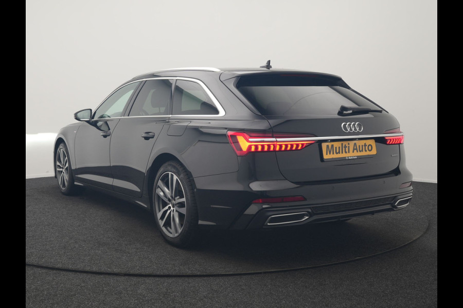 Audi A6 Avant 50 TFSI e Quattro S Line PHEV 300pk Dealer O.H | SOH 95,2% | Trekhaak Af Fabriek | Adaptive Cruise | Camera | Matrix LED | Lederen Sportstoelen Verwarmd | Sfeerverlichting | Apple Carplay | DAB | Navigatie | Virtual | 19"L.M | Plug In Hybrid |
