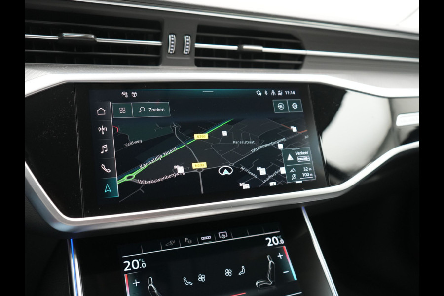 Audi A6 Avant 50 TFSI e Quattro S Line PHEV 300pk Dealer O.H | SOH 95,2% | Trekhaak Af Fabriek | Adaptive Cruise | Camera | Matrix LED | Lederen Sportstoelen Verwarmd | Sfeerverlichting | Apple Carplay | DAB | Navigatie | Virtual | 19"L.M | Plug In Hybrid |