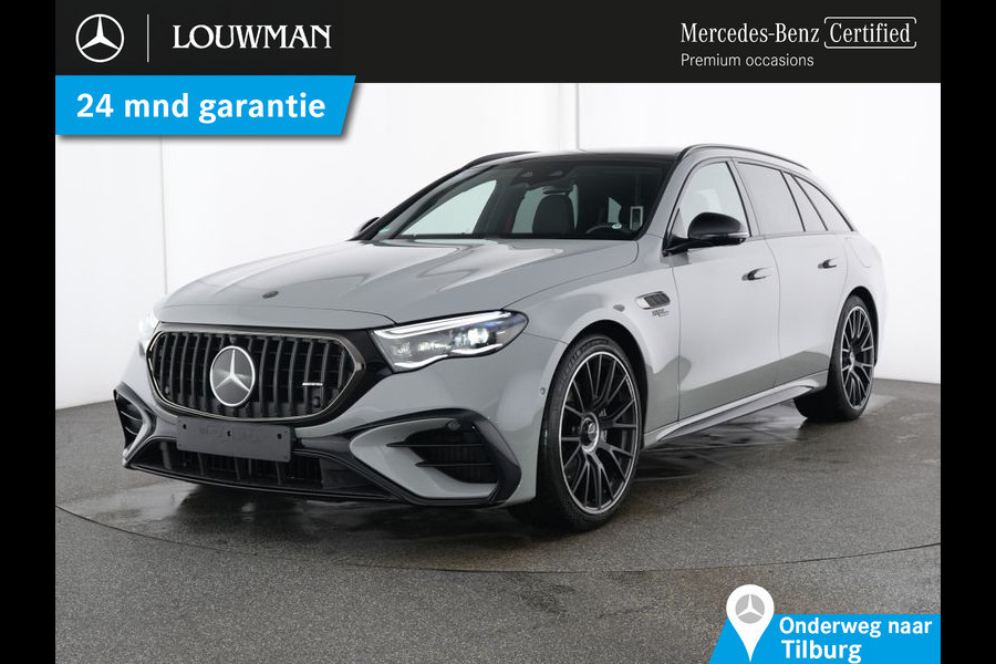 Mercedes-Benz E-Klasse Estate Mercedes-AMG 53 4MATIC+ AMG Premium | Trekhaak | Alarm 3 | MBUX Superscreen | 21 Inch AMG Velgen | Distronic | Panorama Schuif-Kanteldak. Inclusief 24 maanden MB Certified garantie voor Europa.