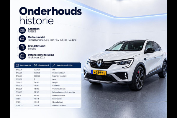 Renault Arkana 1.6 E-Tech Hybrid 145 R.S. Line Full LED BOSE Premium Audio Leder Stoelverwarming Carplay Navi PDC VA + Camera
