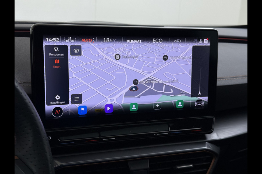 CUPRA Formentor 1.4T 245PK e-Hybrid VZ Performance SOH 100% Trekhaak Panoramadak Adap.Cruise Stoel+Stuurverwarming Elek.Achterklep 3-Zone Ecc Na Apple Carplay/Android Auto DAB Isofix Licht-/regensensor Draadloze lader Dodehoekdetectie File assistent 1e Eigenaar Origineel Nederlandse Auto