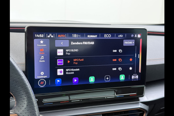 CUPRA Formentor 1.4T 245PK e-Hybrid VZ Performance SOH 100% Trekhaak Panoramadak Adap.Cruise Stoel+Stuurverwarming Elek.Achterklep 3-Zone Ecc Na Apple Carplay/Android Auto DAB Isofix Licht-/regensensor Draadloze lader Dodehoekdetectie File assistent 1e Eigenaar Origineel Nederlandse Auto