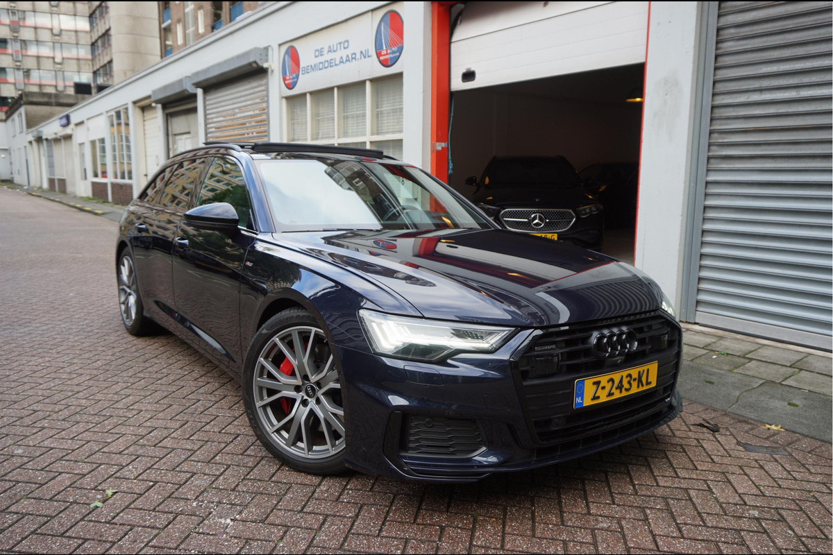 Audi A6 Avant 55 TFSI e quattro Pro Line S Competition Aut7 Black Optic Pano | 360 | Trekhaak | B&O | Adaptive + Lane | 20inch | HUD | Softclose |