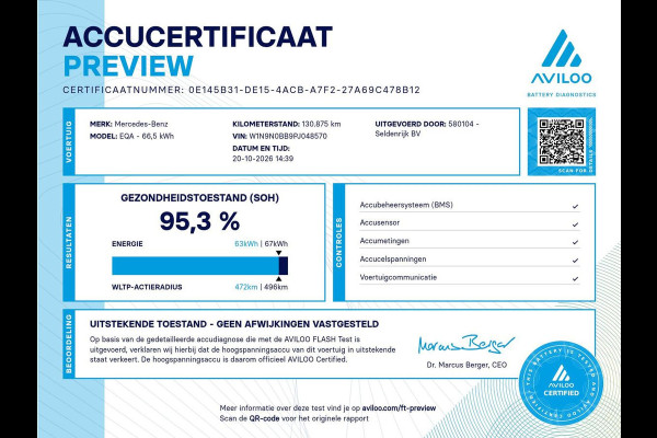 Mercedes-Benz EQA 250 Business Solution Luxury 67 kWh | SOH 95,3% | Half leder | Stoelverwarming | Adaptive cruise | Camera | Park assist | Sfeerverlichting