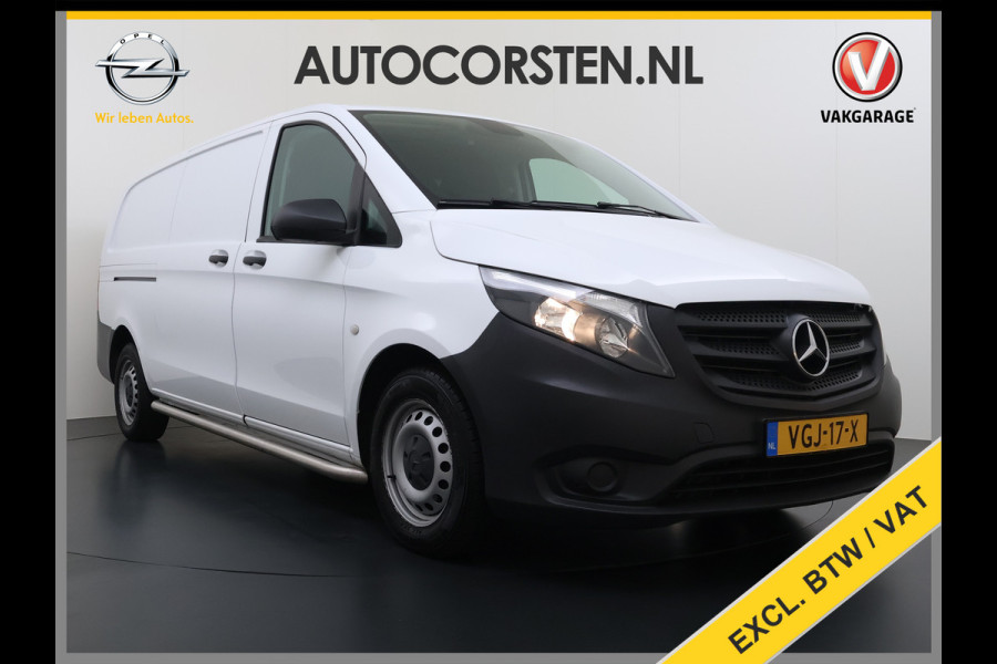 Mercedes-Benz Vito 110CDI Extra Lang *OPRIJ-PLAAT* 3-Pers.Camera Airco Bluetooth Licht-/regensensor Betonplex Vloer Wandbetimmering Sidebars Euro 6 Origineel Nederlandse Auto
