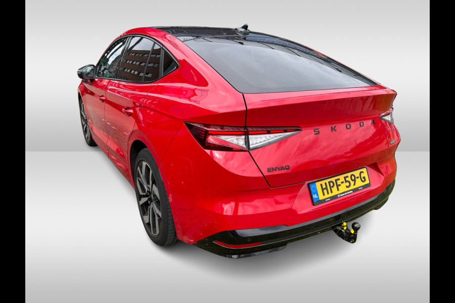 Škoda Enyaq Coupé 85 Sportline / Trekhaak / Panoramadak / 360Camera / Head-up / Canton Audio / 20'' / Verlicht Grill / Matrix LED / Stoelverwarming / CarPlay / Dodehoek / DAB / ACC