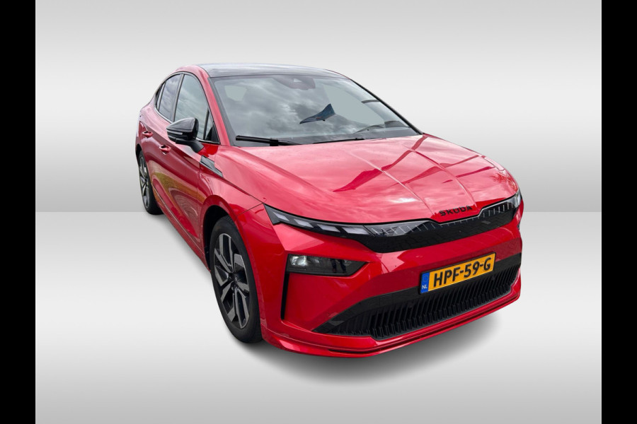 Škoda Enyaq Coupé 85 Sportline / Trekhaak / Panoramadak / 360Camera / Head-up / Canton Audio / 20'' / Verlicht Grill / Matrix LED / Stoelverwarming / CarPlay / Dodehoek / DAB / ACC