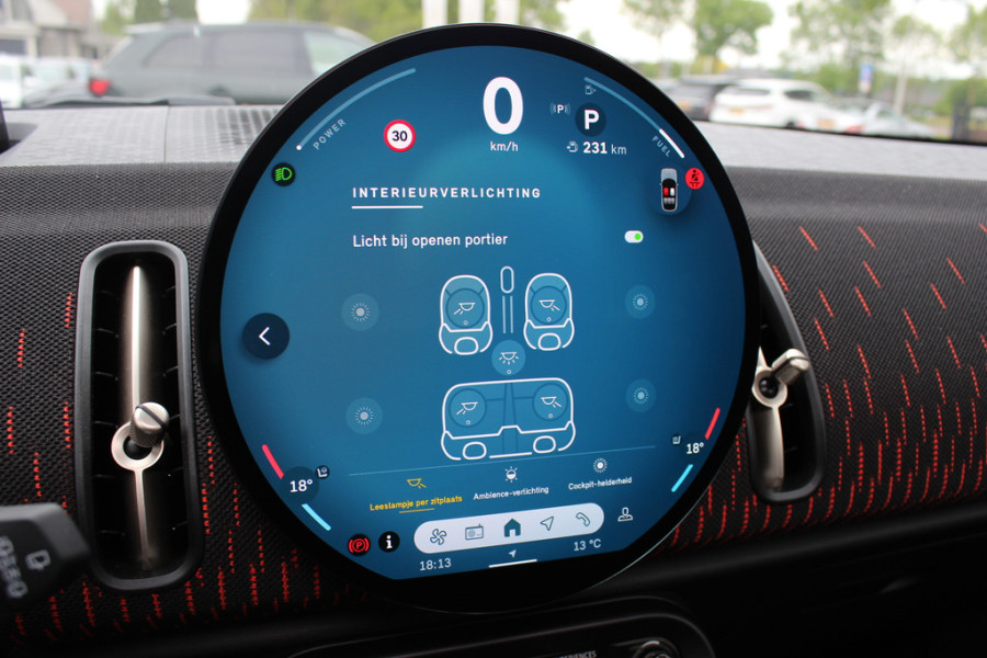MINI Countryman E John Cooper Works XL 66.5 kWh / SOH 99,9% / Trekhaak / Panoramadak / 360Camera / Head-up / Harman Kardon / 20'' / Leder / Sfeerverlichting / LED / CarPlay / Dodehoek / DAB / ACC