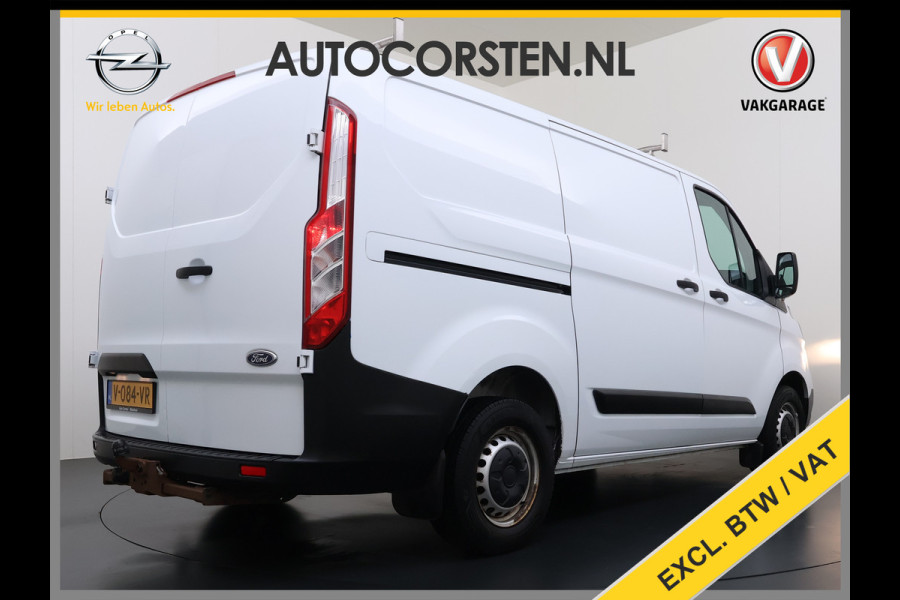 Ford Transit Custom 280 2.0TDCI L1H1 Euro 6 Trekhaak 3-Persoons Airco Voorruitverwarming Bluetooth Schuifdeur+Achterdeuren Inbouwkasten Vloer+Wandbetimmering Dakdragers 2.350KG Trekgewicht