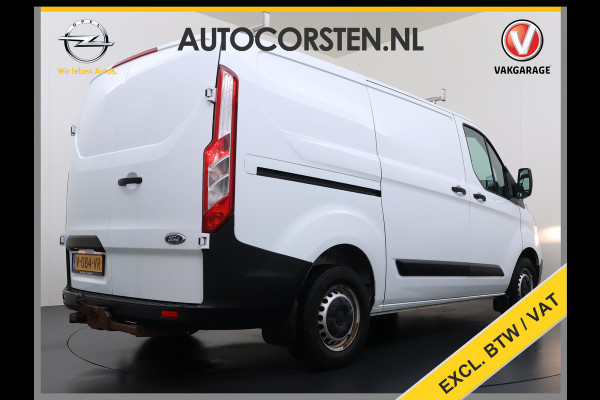 Ford Transit Custom 280 2.0TDCI L1H1 Euro 6 Trekhaak 3-Persoons Airco Voorruitverwarming Bluetooth Schuifdeur+Achterdeuren Inbouwkasten Vloer+Wandbetimmering Dakdragers 2.350KG Trekgewicht