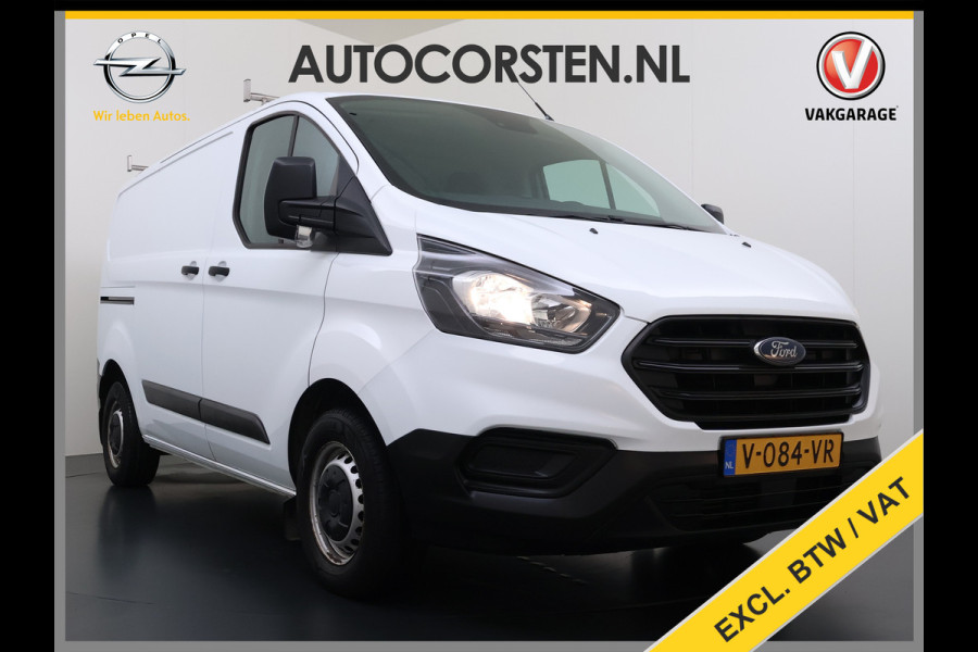Ford Transit Custom 280 2.0TDCI L1H1 Euro 6 Trekhaak 3-Persoons Airco Voorruitverwarming Bluetooth Schuifdeur+Achterdeuren Inbouwkasten Vloer+Wandbetimmering Dakdragers 2.350KG Trekgewicht