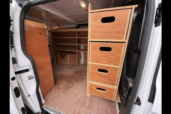 Ford Transit Custom 280 2.0TDCI L1H1 Euro 6 Trekhaak 3-Persoons Airco Voorruitverwarming Bluetooth Schuifdeur+Achterdeuren Inbouwkasten Vloer+Wandbetimmering Dakdragers 2.350KG Trekgewicht
