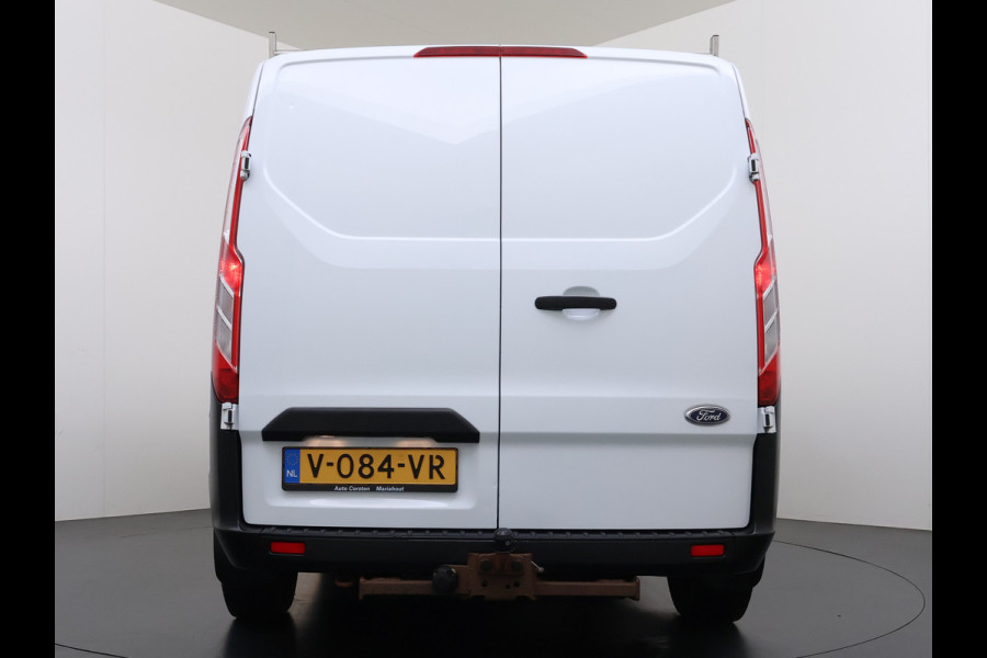 Ford Transit Custom 280 2.0TDCI L1H1 Euro 6 Trekhaak 3-Persoons Airco Voorruitverwarming Bluetooth Schuifdeur+Achterdeuren Inbouwkasten Vloer+Wandbetimmering Dakdragers 2.350KG Trekgewicht