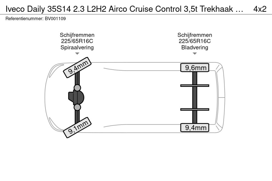 Iveco Daily 35S14 2.3 L2H2 Airco Cruise Control 3,5t Trekhaak Kastwand Inbouw