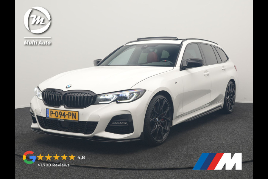 BMW 3 Serie Touring 320i M Sport Perfomance Parts 184pk | Panodak | Adaptive Cruise | Laser LED | Sportuitlaat Kleppen Besturing | Lederen Sportstoelen Verwarmd | Sfeerverlichting | Apple Carplay | 20"L.M | Navigatie | DAB |