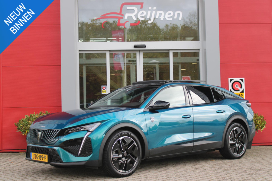 Peugeot e-408 GT AVANTAGE 58 kWh | PANORAMA SCHUIF/KANTEL DAK | WARMTEPOMP | HIFI PACK: (DRAADLOZE TELEFOONLADER, FOCAL PREMIUM HIFI SYSTEEM MET 10 SPEAKERS) | 360 VISION & DRIVE ASSIST PLUS PACK: (360° CAMERA MET 4 HD CAMERA'S, CLEAN CABIN,3D NAVIGATIE SYSTEEM) |  ELEKTRISCH VERSTELBARE VOORSTOELEN MET MASSAGE FUNCTIE EN STOELVERWARMING | BEKLEDING ALCANTARA/KUNSTLEDER | DRAADLOZE APPLE CARPLAY/ANDROID AUTO | 19" LICHTMETALEN VELGEN "GRAPHITE" | LED MATRIX KOPLAMPEN | DONKERE HEMELBEKLEDING | SFEER VERLICHTING | ELEKTRISCH BEDIENBARE ACHTERKLEP | PACK DRIVE PLUS PACK: (PACK SAFETY,