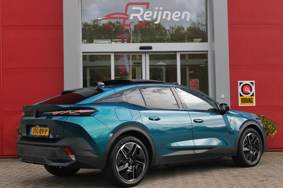 Peugeot e-408 GT AVANTAGE 58 kWh | PANORAMA SCHUIF/KANTEL DAK | WARMTEPOMP | HIFI PACK: (DRAADLOZE TELEFOONLADER, FOCAL PREMIUM HIFI SYSTEEM MET 10 SPEAKERS) | 360 VISION & DRIVE ASSIST PLUS PACK: (360° CAMERA MET 4 HD CAMERA'S, CLEAN CABIN,3D NAVIGATIE SYSTEEM) |  ELEKTRISCH VERSTELBARE VOORSTOELEN MET MASSAGE FUNCTIE EN STOELVERWARMING | BEKLEDING ALCANTARA/KUNSTLEDER | DRAADLOZE APPLE CARPLAY/ANDROID AUTO | 19" LICHTMETALEN VELGEN "GRAPHITE" | LED MATRIX KOPLAMPEN | DONKERE HEMELBEKLEDING | SFEER VERLICHTING | ELEKTRISCH BEDIENBARE ACHTERKLEP | PACK DRIVE PLUS PACK: (PACK SAFETY,