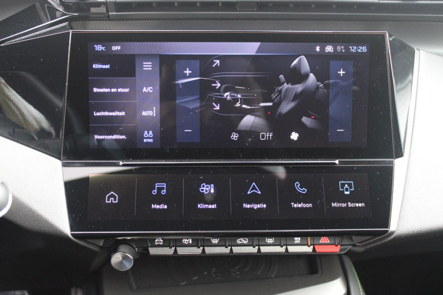 Peugeot e-408 GT AVANTAGE 58 kWh | PANORAMA SCHUIF/KANTEL DAK | WARMTEPOMP | HIFI PACK: (DRAADLOZE TELEFOONLADER, FOCAL PREMIUM HIFI SYSTEEM MET 10 SPEAKERS) | 360 VISION & DRIVE ASSIST PLUS PACK: (360° CAMERA MET 4 HD CAMERA'S, CLEAN CABIN,3D NAVIGATIE SYSTEEM) |  ELEKTRISCH VERSTELBARE VOORSTOELEN MET MASSAGE FUNCTIE EN STOELVERWARMING | BEKLEDING ALCANTARA/KUNSTLEDER | DRAADLOZE APPLE CARPLAY/ANDROID AUTO | 19" LICHTMETALEN VELGEN "GRAPHITE" | LED MATRIX KOPLAMPEN | DONKERE HEMELBEKLEDING | SFEER VERLICHTING | ELEKTRISCH BEDIENBARE ACHTERKLEP | PACK DRIVE PLUS PACK: (PACK SAFETY,