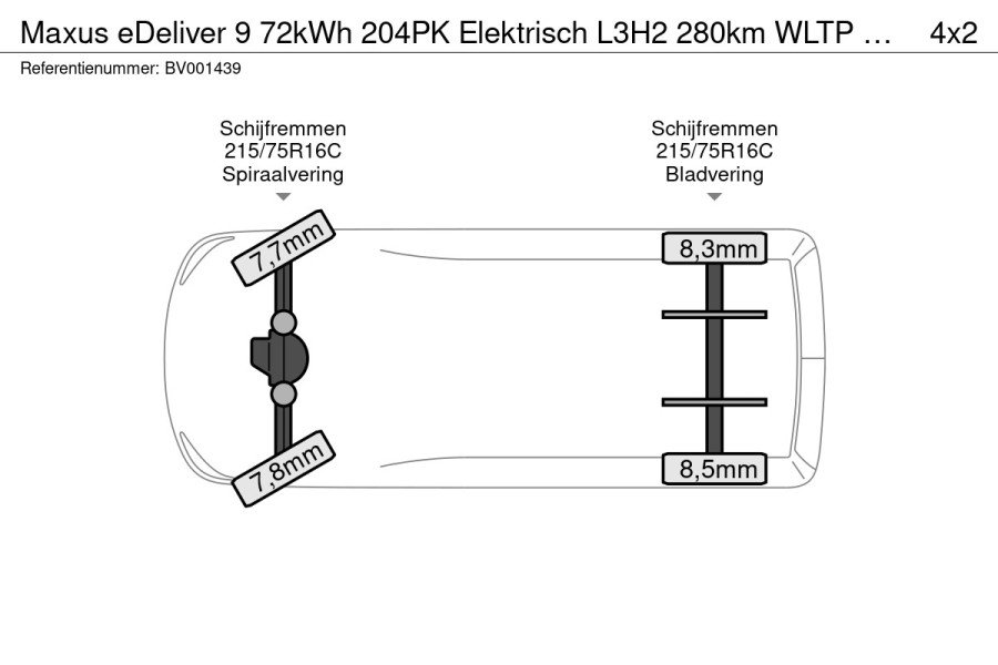 Maxus eDeliver 9 72kWh 204PK Elektrisch L3H2 280km WLTP ACC Stoelverwarming Snelladen Carplay LED Airco